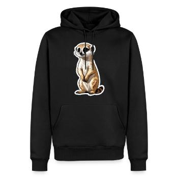 Suricate Illustration Mignonne - Sweat à capuche Premium bio Homme - noir - Devant - Nico (187cm)