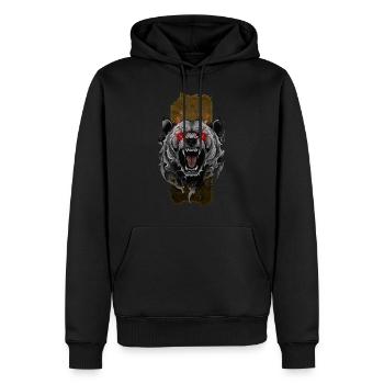 Rugissement de l’enfer : ours furieux aux yeux rouges flamboyants - Sweat à capuche Premium bio Homme - noir - Devant - Nico (187cm)