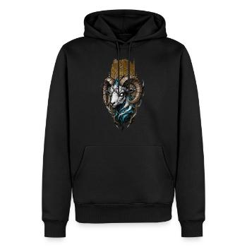 Majestic Ram: Guardian of the Mountains - Men’s Premium Organic Hoodie - black - Front - Nico (187cm)