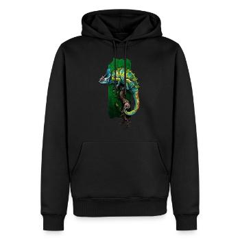 Colorful Camouflage: Chameleon on a Branch - Men’s Premium Organic Hoodie - black - Front - Nico (187cm)
