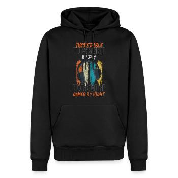 Streaming de lecteur gamer - Sweat à capuche Premium bio Homme - noir - Devant - Nico (187cm)
