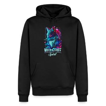 Loup Tête de Loup Predator Wilderness Neon Art Coloré - Sweat à capuche Premium bio Homme - noir - Devant - Nico (187cm)