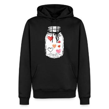 Glass Full of Love Hearts Watercolors - Men’s Premium Organic Hoodie - black - Front - Nico (187cm)