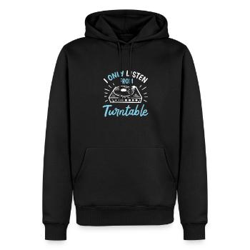 I Only Listen From Turntable - Männer Premium Bio Hoodie - Schwarz - Vorne - Nico (187cm)