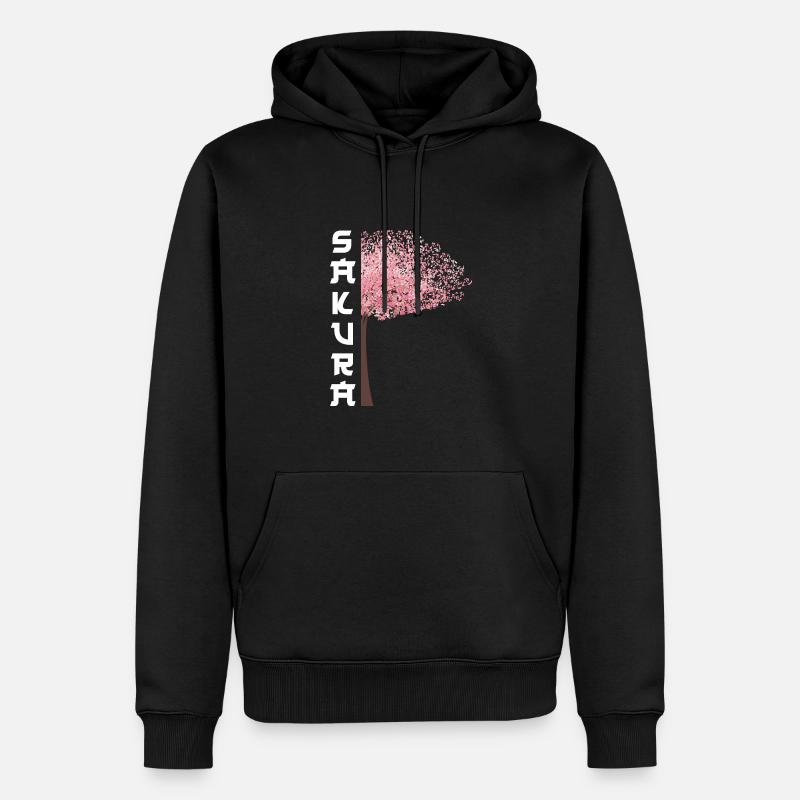 Sakura Tree Fleurs de cerisier japonais - Sweat à capuche Premium bio Homme - noir