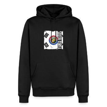 Bibimbap Dish Asie Corée Kimchi Oeufs - Sweat à capuche Premium bio Homme - noir - Devant - Nico (187cm)