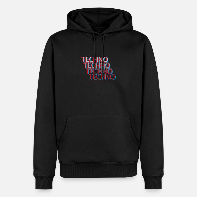 Techno - Männer Premium Bio Hoodie - Schwarz