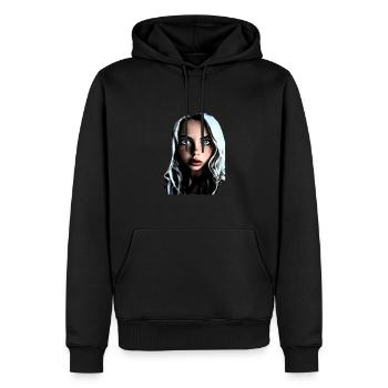 Belle fille avec de grands yeux - Sweat à capuche Premium bio Homme - noir - Devant - Nico (187cm)