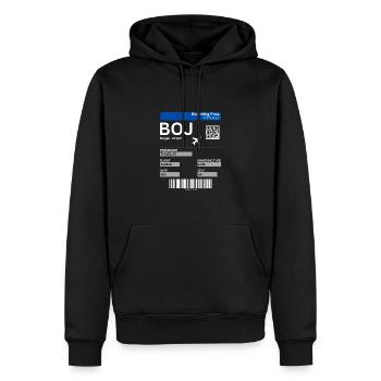Carte d’embarquement Burgas Bulgarie Vacances - Sweat à capuche Premium bio Homme - noir - Devant - Nico (187cm)