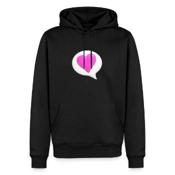 Pink farbiges Herz in weißer Sprechblase - Männer Premium Bio Hoodie - Schwarz - Vorne - Nico (187cm)