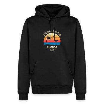 Rhodos Urlaub 2025 Griechenland Reise - Männer Premium Bio Hoodie - Schwarz - Vorne - Nico (187cm)