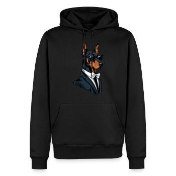 Dobermann Wearin Sonnenbrille - Männer Premium Bio Hoodie - Schwarz - Vorne - Nico (187cm)