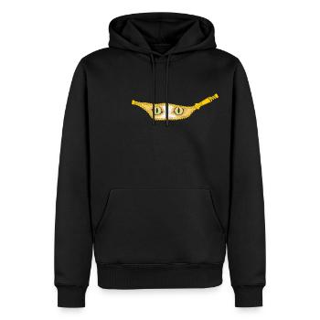 Chaton regardant par une fermeture éclair ouverte - Sweat à capuche Premium bio Homme - noir - Devant - Nico (187cm)