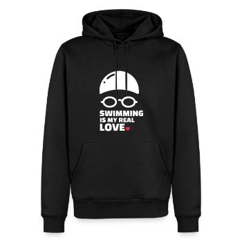 Ich Liebe Schwimmen - Männer Premium Bio Hoodie - Schwarz - Vorne - Nico (187cm)