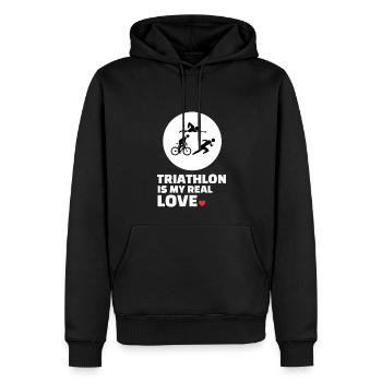Ich Liebe Triathlon - Männer Premium Bio Hoodie - Schwarz - Vorne - Nico (187cm)