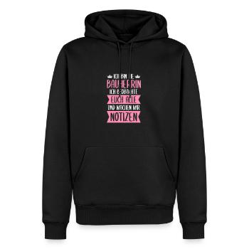 Bauherrin Notizen Richtfest Husbau - Männer Premium Bio Hoodie - Schwarz - Vorne - Nico (187cm)