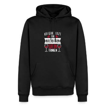 Ich gehe jetzt zur Nachbarin Wein trinken - Männer Premium Bio Hoodie - Schwarz - Vorne - Nico (187cm)