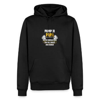 Pumper Papa Bodybuilding Bodybuilder Kraftsport - Männer Premium Bio Hoodie - Schwarz - Vorne - Nico (187cm)