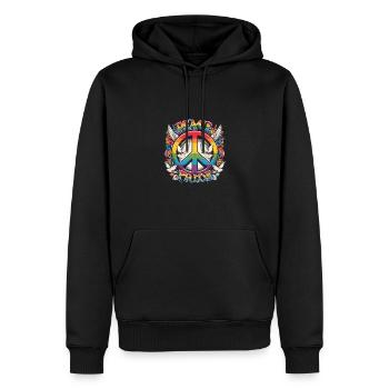 Peace Love Pride Rainbow Design - Männer Premium Bio Hoodie - Schwarz - Vorne - Nico (187cm)
