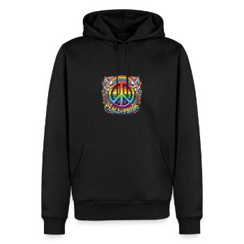Peace And Pride Rainbow Peace Symbol Design - Männer Premium Bio Hoodie - Schwarz - Vorne - Nico (187cm)