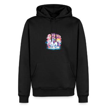 Croire en la magie Licorne Fantasy Aventure - Sweat à capuche Premium bio Homme - noir - Devant - Nico (187cm)