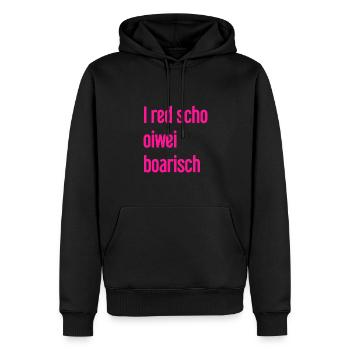 I red scho oiwei boarisch - Männer Premium Bio Hoodie - Schwarz - Vorne - Nico (187cm)