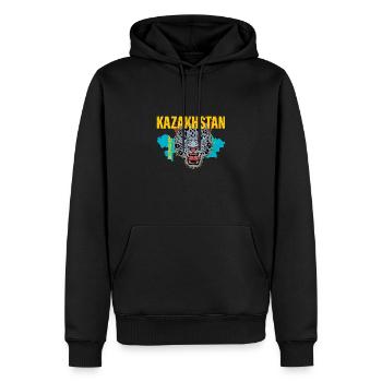 Schneeleopard National Symbol Kasachstan Jurte - Männer Premium Bio Hoodie - Schwarz - Vorne - Nico (187cm)
