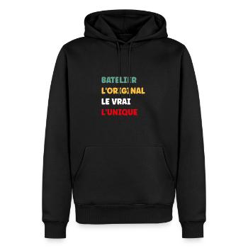 batelier - Sweat à capuche Premium bio Homme - noir - Devant - Nico (187cm)