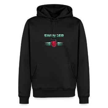 Kettlebell Bodybuilder Muskel Gym Sportler - Männer Premium Bio Hoodie - Schwarz - Vorne - Nico (187cm)