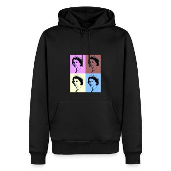 Elizabeth II Portrait Four - Geschenk - T-Shirt - Männer Premium Bio Hoodie - Schwarz - Vorne - Nico (187cm)