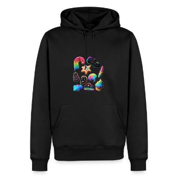 SORTIMENT AN KUCHEN UND SÜSSIGKEITEN - Männer Premium Bio Hoodie - Schwarz - Vorne - Nico (187cm)