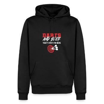 Fléchettes et bière. Cadeau fêtard - Sweat à capuche Premium bio Homme - noir - Devant - Nico (187cm)