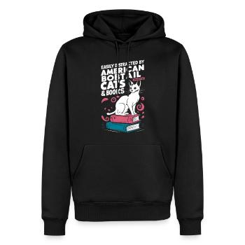 Katze American Bobtail Geschenk - Männer Premium Bio Hoodie - Schwarz - Vorne - Nico (187cm)