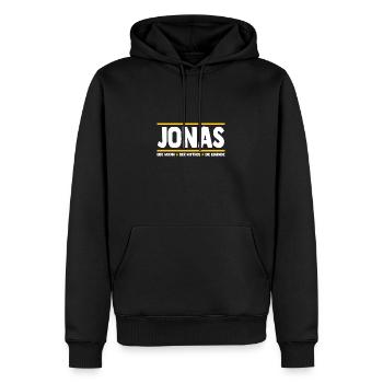 Jonas - Sweat à capuche Premium bio Homme - noir - Devant - Nico (187cm)