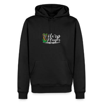 Harpiste, Harpe celtique, Irlandais, Irlande, Musicien - Sweat à capuche Premium bio Homme - noir - Devant - Nico (187cm)