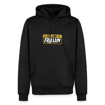 Fabien - Sweat à capuche Premium bio Homme - noir - Devant - Nico (187cm)
