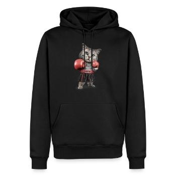 BOXING CAT - Men’s Premium Organic Hoodie - black - Front - Nico (187cm)