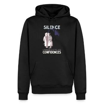 SiLENCE.. on vous écoute! (Style 1) - Sweat à capuche Premium bio Homme - noir - Devant - Nico (187cm)