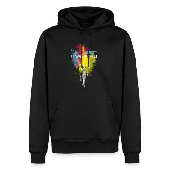 it wasn't me! - Sweat à capuche Premium bio Homme - noir - Devant - Nico (187cm)