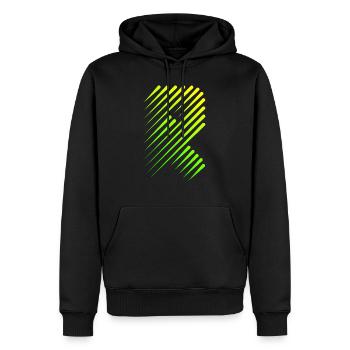 "R" - Männer Premium Bio Hoodie - Schwarz - Vorne - Nico (187cm)