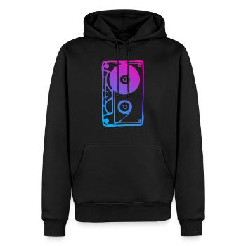 Musik-Kassette Farbverlauf 80er 90er Jahre Retro - Männer Premium Bio Hoodie - Schwarz - Vorne - Nico (187cm)