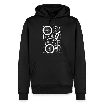 Fahrradteile - Männer Premium Bio Hoodie - Schwarz - Vorne - Nico (187cm)
