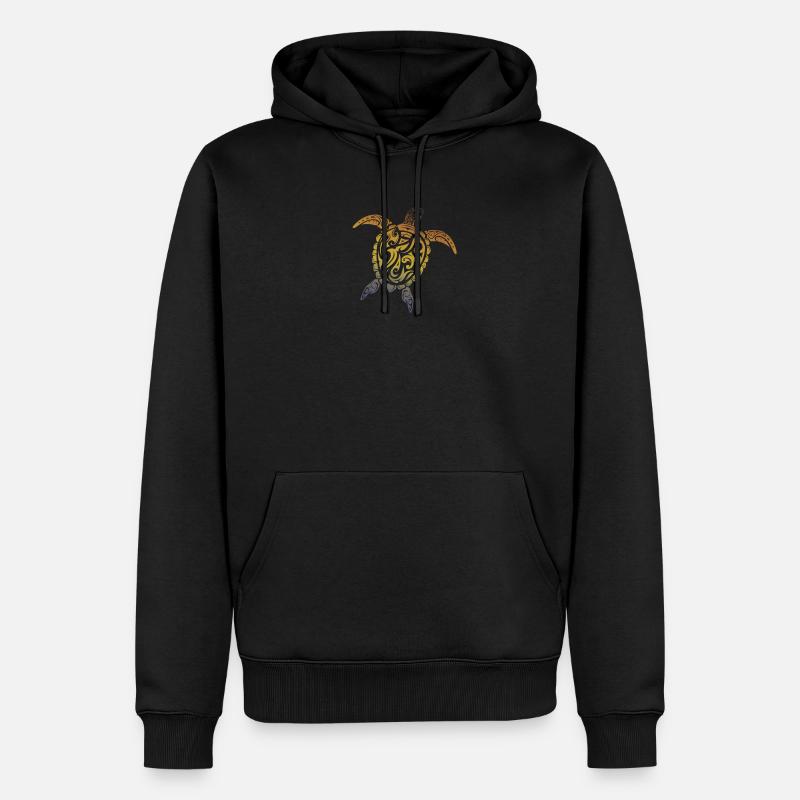 Tortue de Mer Polynésienne Honu Symbole Coloré - Sweat à capuche Premium bio Homme - noir
