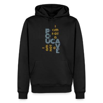 I am not a poucave - Männer Premium Bio Hoodie - Schwarz - Vorne - Nico (187cm)
