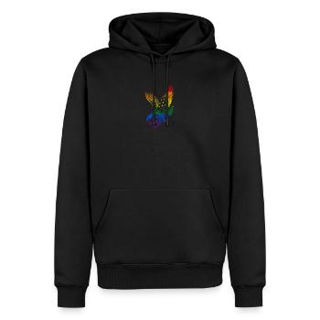 Gay Pride Rainbow Flag Flying Eagle Artistic - Men’s Premium Organic Hoodie - black - Front - Nico (187cm)