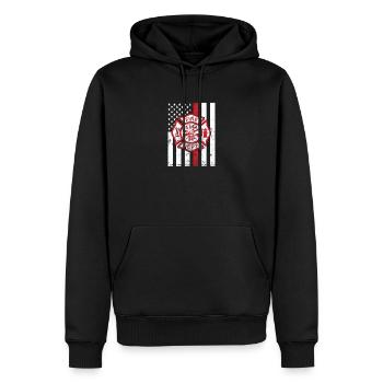 Red Line Thin Firefighter Fireman Firewomen Design - Men’s Premium Organic Hoodie - black - Front - Nico (187cm)