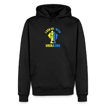 Ich stehe mit Ukraine Pride ukrainische Flagge - Männer Premium Bio Hoodie - Schwarz - Vorne - Nico (187cm)