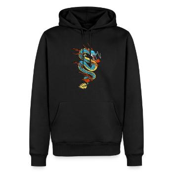 Chinesischer Drache - Männer Premium Bio Hoodie - Schwarz - Vorne - Nico (187cm)