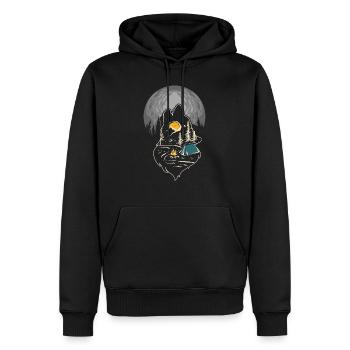 Natur Mond Wandern Camping Heulender Wolf - Männer Premium Bio Hoodie - Schwarz - Vorne - Nico (187cm)