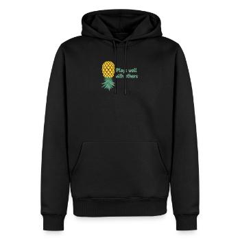 Drôle de slogan échangiste Marchandise - Sweat à capuche Premium bio Homme - noir - Devant - Nico (187cm)